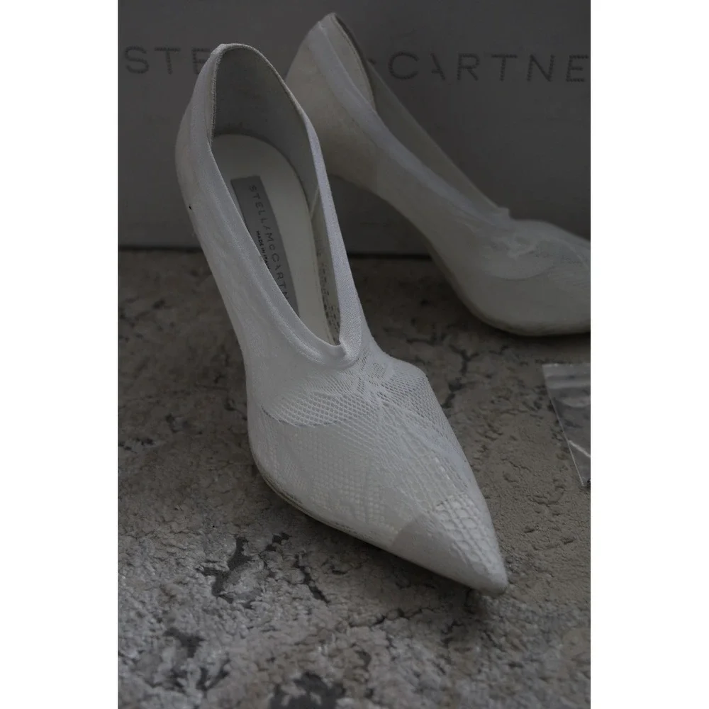 Stella McCartney White Lace Pointed Toe Stiletto‎ Heels Pumps Shoes
